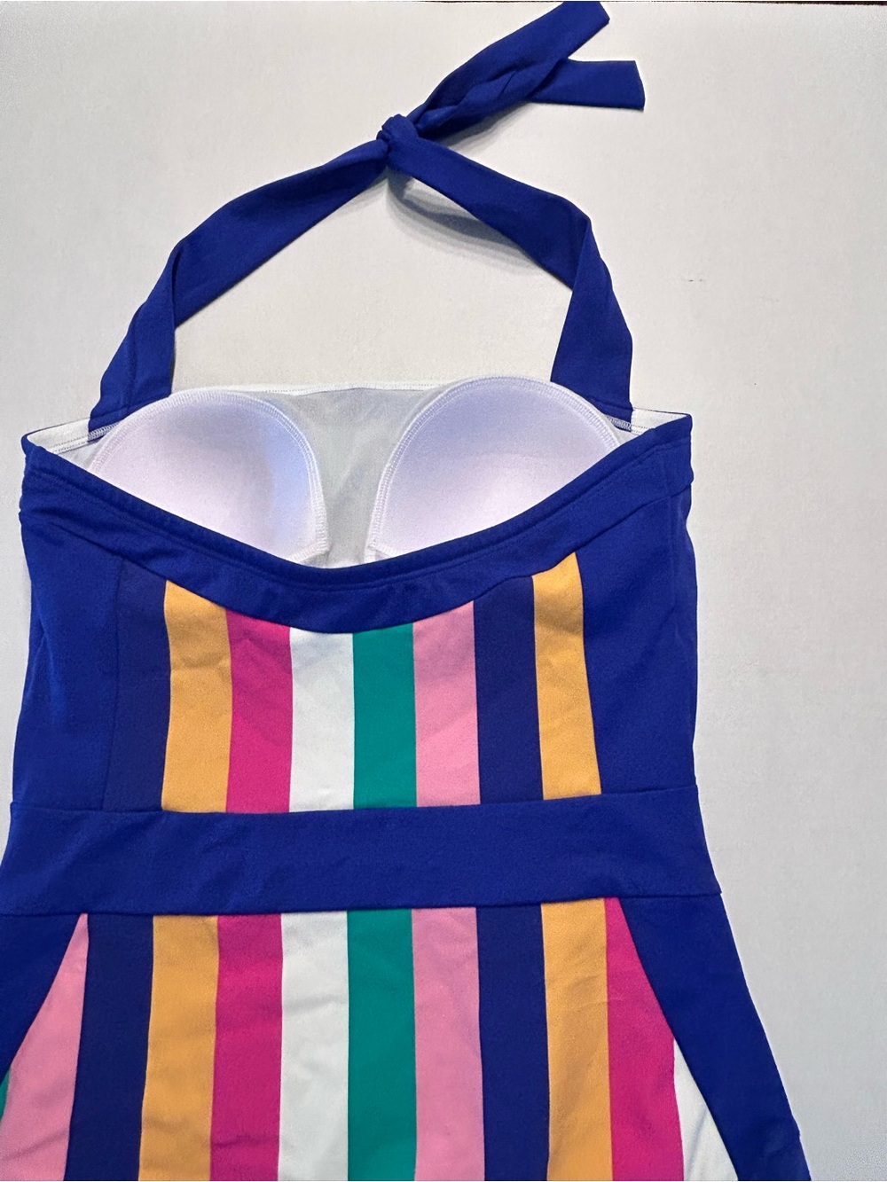 NWOT Boden Santorini Halterneck Swimsuit Multi Rainbow Stripe One Pice Size 10 - Picture 7 of 10